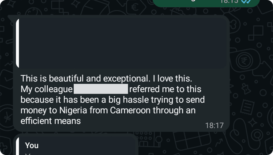 Customer feedback from WhatsApp