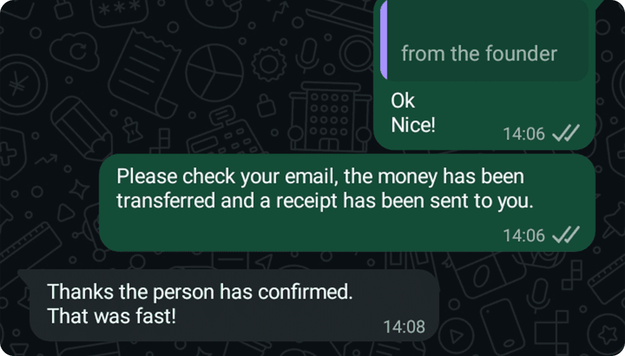 Customer feedback from WhatsApp