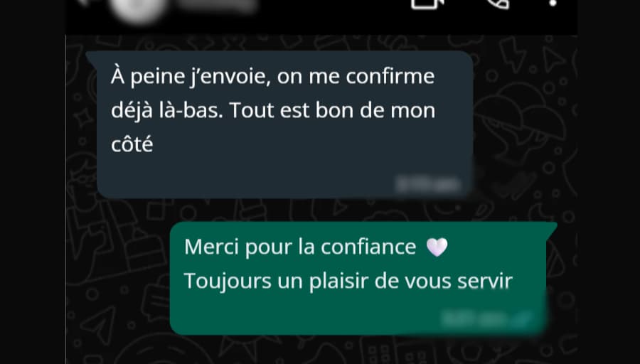 Customer feedback from WhatsApp